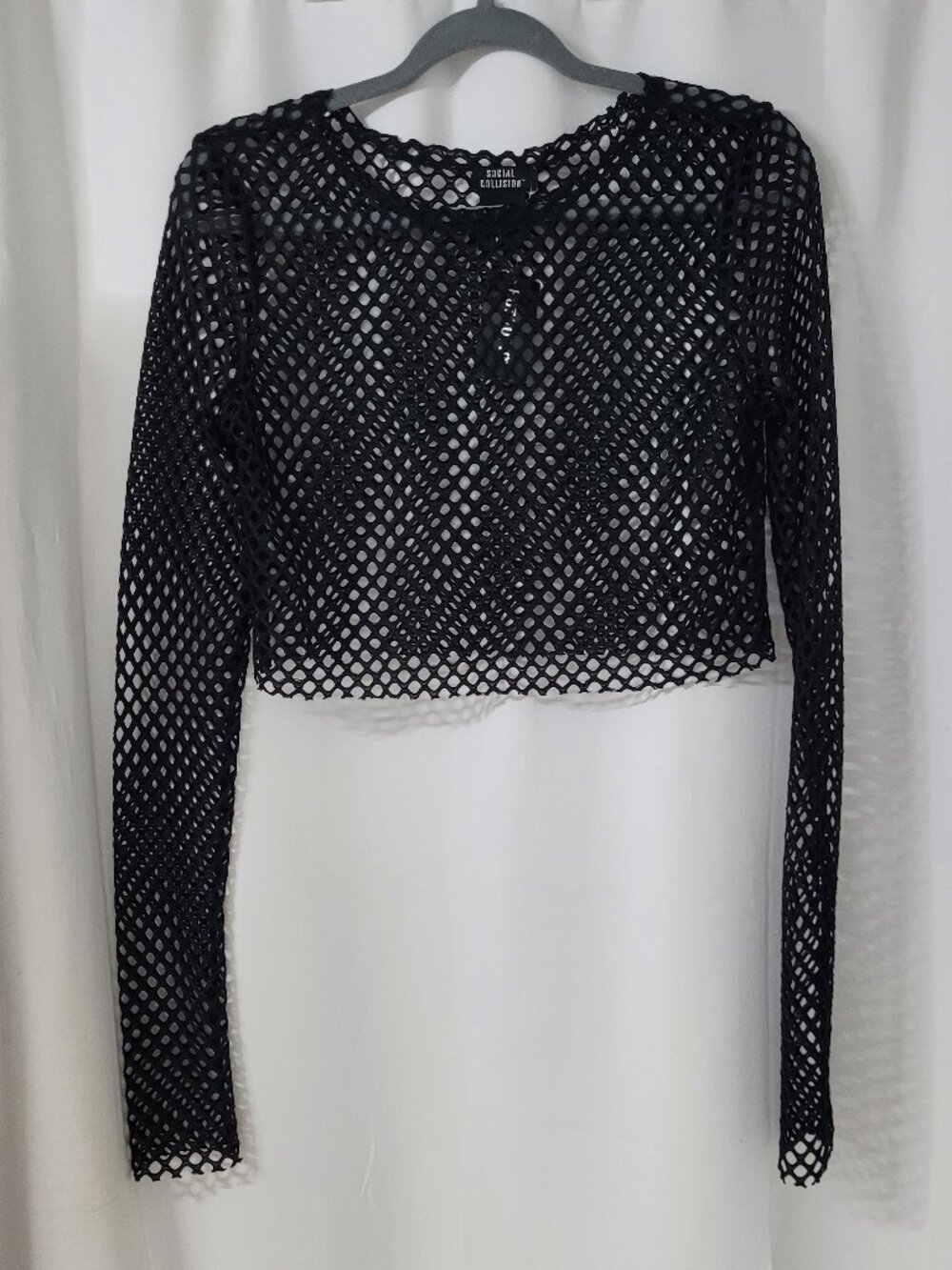 NWT Social Collision Hot Topic Black Fishnet Mesh Crop Top
